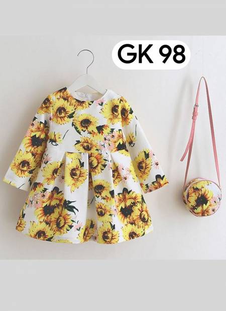 Yellow Colour GURUKRUPA Girls Party Wear Stylish One Piece Kids Colllection GK-98